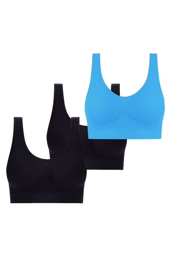Wireless Bras for Women,Womens Bras,Stretch Fabric,Breathable,Solid,Nylon,Spandex,Blue,S(US:4)