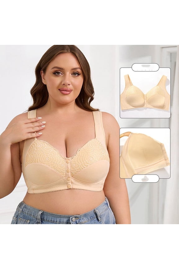 Wireless Bras for Women,Womens Bras,Stretch Fabric,Breathable,Solid,Polyester,Beige,46F