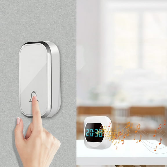 WJHWSX Wireless Doorbell,Smart Doorbell Wireless,LED Flashing for Hearing Impaired with 1 Receiver,ABS