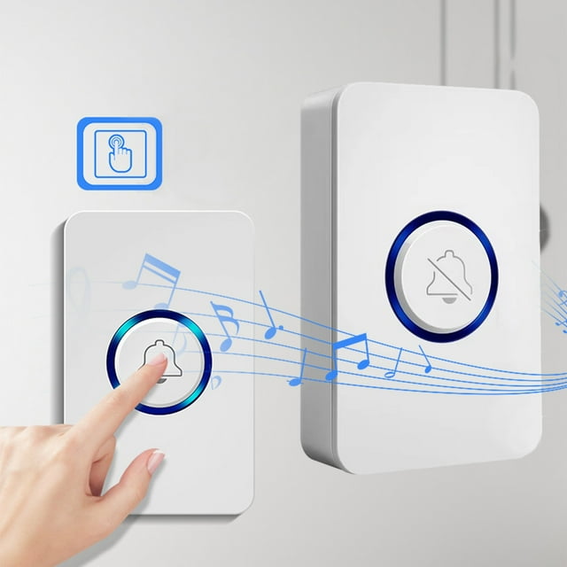 WJHWSX Wireless Doorbell,Smart Doorbell Wireless,LED Flashing for Hearing Impaired with 1 Receiver,ABS