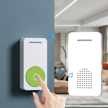 WJHWSX Wireless Doorbell,Smart Doorbell Wireless,LED Flashing for Hearing Impaired with 1 Receiver,Plastic