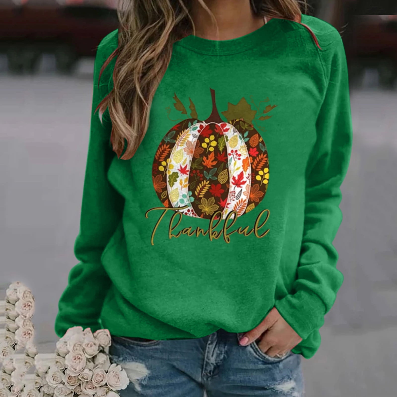 Dyegold Thanksgiving Sweater Ladies Cute Pumpkin Gnome Pullover Tops Girls Fashion Womens Crewneck Sweatshirt Work Office Sport Plus Size Christmas