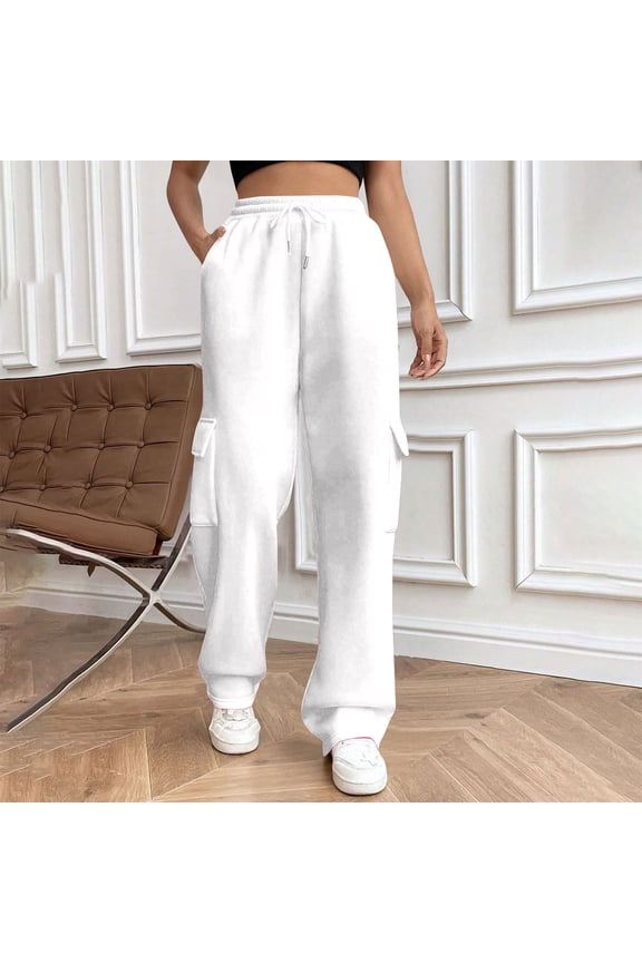 Women's Pants,Casual Pants for Women,Pants for Womem,Fitted,Easy Care,Solid,Nylon,Spandex,White,L(US:8)