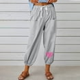 thumbnail image 1 of WJHWSX Women's Pants,Casual Pants for Women,Straight Leg Pants Women,Drawstring,Fitted,Printed,Cotton,Linen ,Gray,L(US:8), 1 of 3