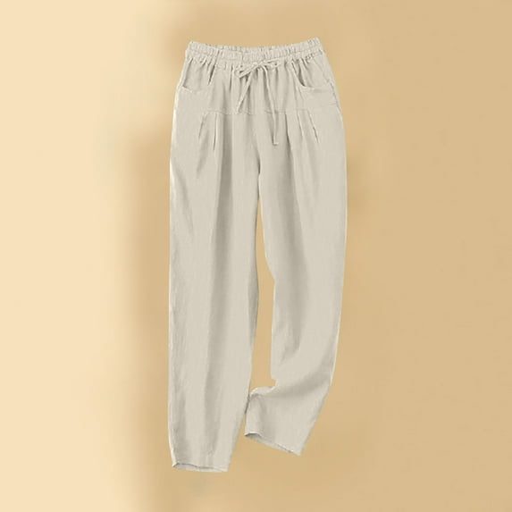 WJHWSX Women's Pants,Casual Pants for Women,Straight Leg Pants Women,Drawstring,Fitted,Solid,Polyester,Gray,2XL(US:12)