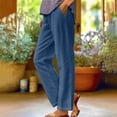 thumbnail image 1 of WJHWSX Women's Pants,Casual Pants for Women,Straight Leg Pants Women,Elastic Waistband,Slimming,Solid,Polyester,Dark Blue,3XL, 1 of 5