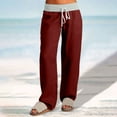 thumbnail image 1 of WJHWSX Women's Pants,Loose Pants for Women,Casual Pants for Women,Pockets,Easy Care,Solid,Cotton,Wine,XL(US:10), 1 of 9