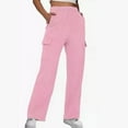 thumbnail image 1 of WJHWSX Women's Pants,Loose Pants for Women,Casual Pants for Women,Pockets,Fitted,Solid,Polyester,Spandex ,Pink,XL(US:10), 1 of 4
