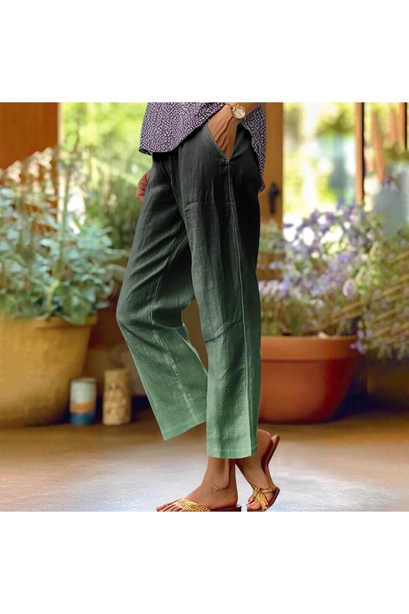 WJHWSX Women's Pants,Pants for Womem,Casual Pants for Women,Breathable,Slimming,Printed,Nylon,Spandex,Green,M