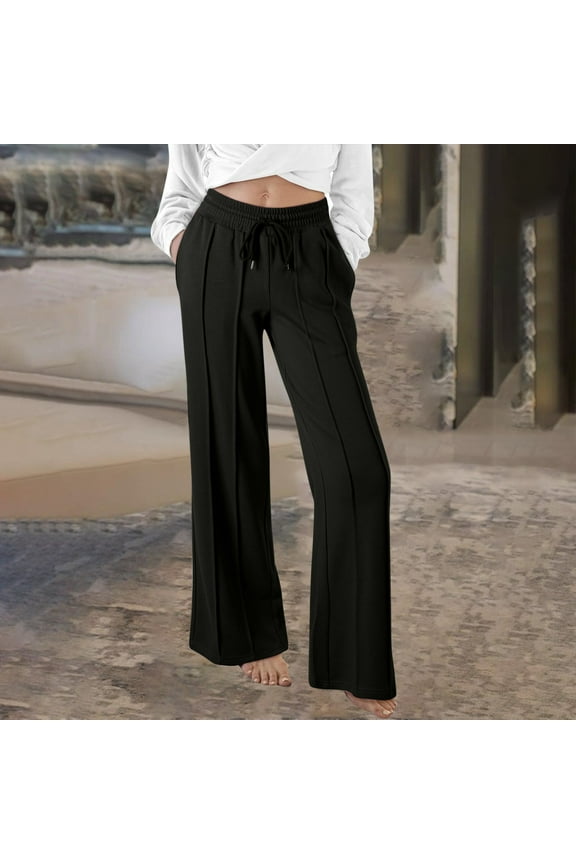 Women's Pants,Pants for Womem,Casual Pants for Women,Drawstring,Fitted,Solid,Polyester,Spandex,Black,S(US:4)