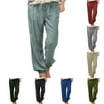 thumbnail image 1 of ATENAR Women's Pants,Pants for Womem,Casual Pants for Women,Drawstring,Moisture Wicking,Solid,Cotton,Linen ,Mint Green,2XL(US:12), 1 of 7