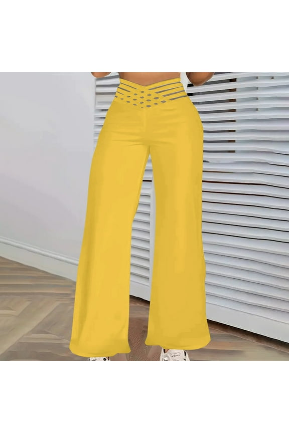 Women's Pants,Pants for Womem,Casual Pants for Women,Easy Care,Breathable,Solid,Nylon,Spandex,Yellow,3XL