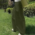 thumbnail image 1 of WJHWSX Women's Pants,Pants for Womem,Casual Pants for Women,Elastic Waistband,Easy Care,Solid,Polyester,Army Green,M(US:6), 1 of 6