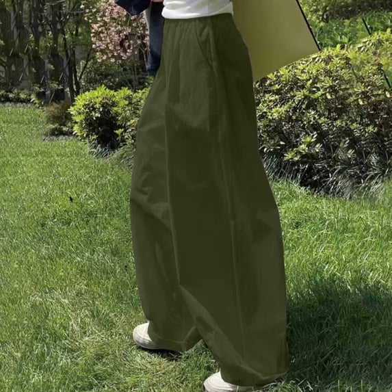 WJHWSX Women's Pants,Pants for Womem,Casual Pants for Women,Elastic Waistband,Easy Care,Solid,Polyester,Army Green,M(US:6)