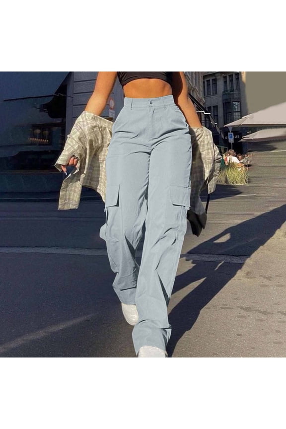 Womens Pants,Cargo Pants for Women,Breathable,Fitted,Solid,Polyester,Gray,L