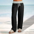 thumbnail image 1 of WJHWSX Women's Pants,Pants for Womem,Straight Leg Pants Women,Pockets,Easy Care,Solid,Cotton,Black,XL(US:10), 1 of 9