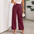 thumbnail image 1 of ATENAR Pants for Women,Straight Leg Pants Women,Dress Pants,Easy Care,Casual,Solid,Comfortable,Wine,XL(US:10), 1 of 9