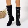 thumbnail image 1 of WJHWSX Womens Boots,Knee High Boots,Safety Toe,Slip-Resistant,Flock,Black,36(US:5.5), 1 of 9
