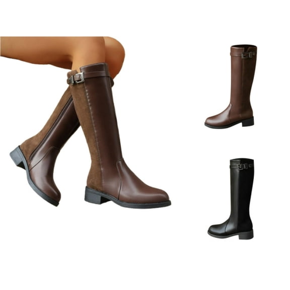 ATENAR Womens Boots,Knee High Boots Women,Cowboy Boots,Slip-Resistant,PU,Brown,36(US:5.5)