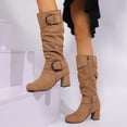 thumbnail image 1 of ATENAR Womens Boots,Mid Calf Boots for Women,Pull on,Slip-Resistant,Flock,Brown,37(US:6), 1 of 6