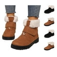 thumbnail image 1 of ATENAR Womens Boots,Winter Boots for Women,Comfortable,Warm,Slip on,Solid,Flock,Brown,(US:7), 1 of 10