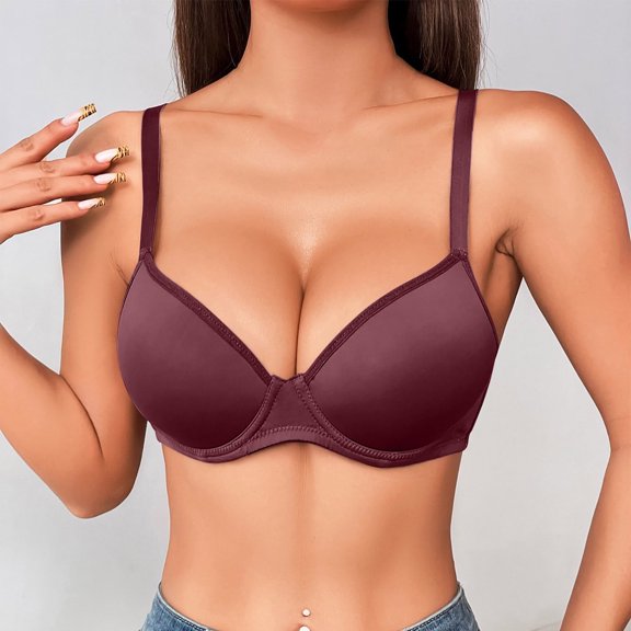 ATENAR Womens Bras,Push Up Bra,Bras for Women,Comfort Fit,Soft,Solid,Nylon,Spandex,Red,85DF