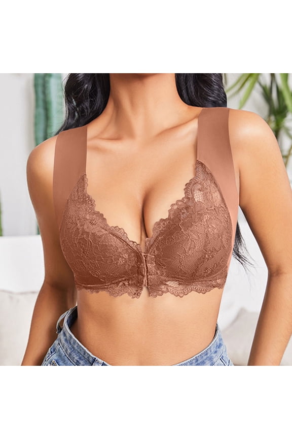 Womens Bras,Push Up Bra,Bras for Women,Soft,Stretch Fabric,Solid,Nylon,Spandex,Coffee,M