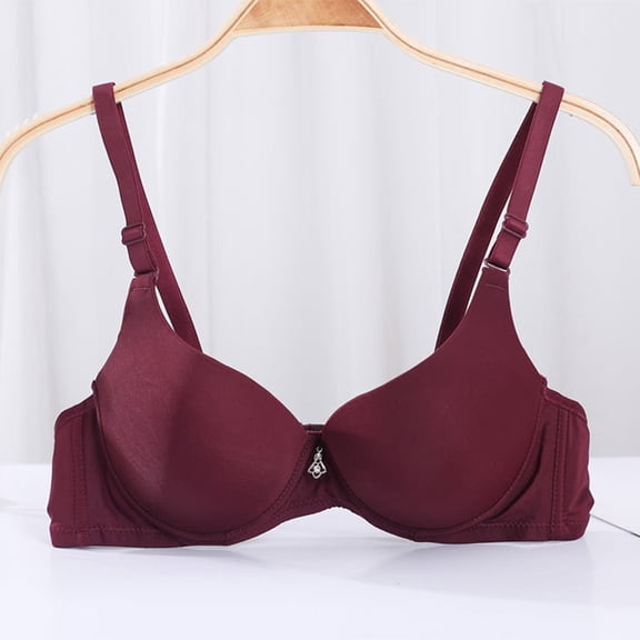 ATENAR Womens Bras,Push Up Bra,Bras for Women,Soft,Stretch Fabric,Solid,Polyester,Wine,L