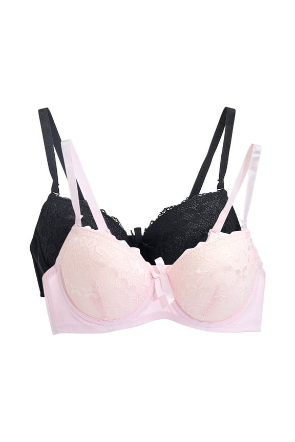 Womens Bras,Push Up Bra,Bras for Women,Stretch Fabric,Adjustable Strap,Solid,Polyester,Pink,L