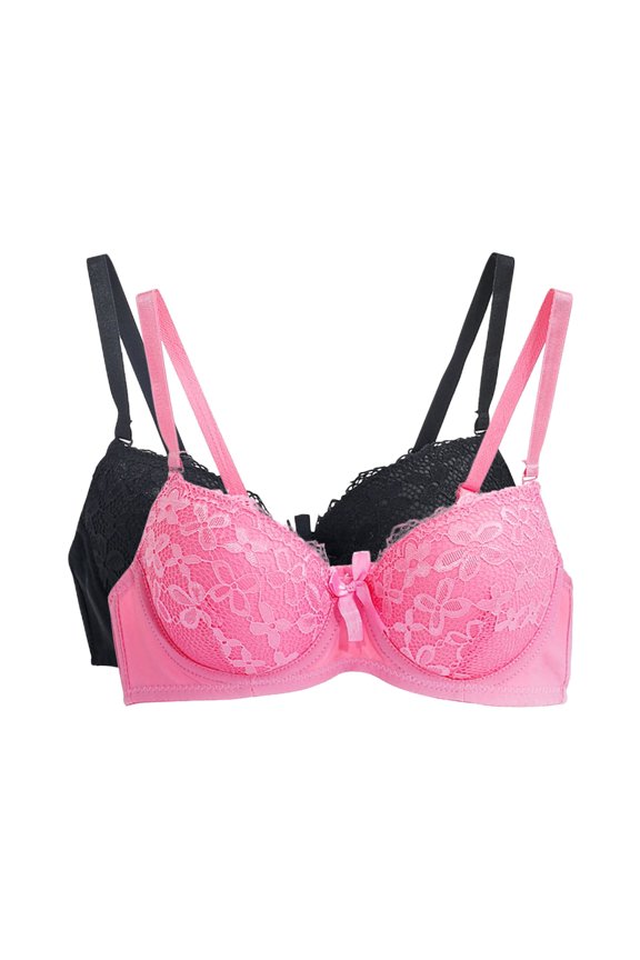 Womens Bras,Push Up Bra,Supportive Bras for Women,Comfort Fit,Adjustable Strap,Solid,Polyester,Hot Pink,S