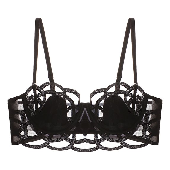 ATENAR Womens Bras,Push Up Bra,Supportive Bras for Women,Comfort Fit,Soft,Solid,Cotton,Black,L(US:8)