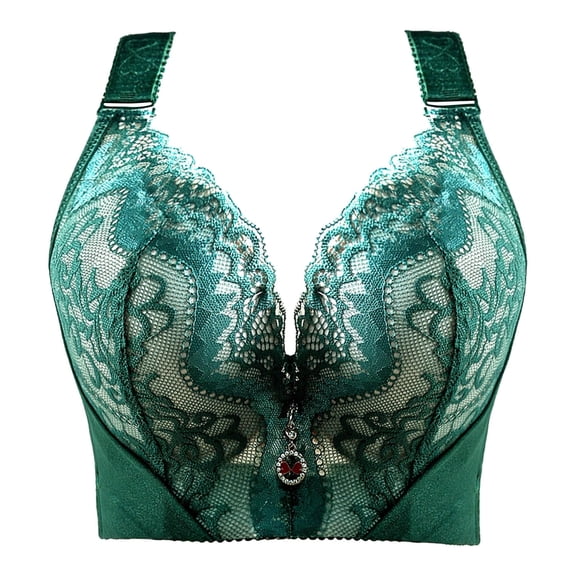 ATENAR Womens Bras,Push Up Bra,Supportive Bras for Women,Soft,Stretch Fabric,Solid,Nylon,Spandex,Green,44D