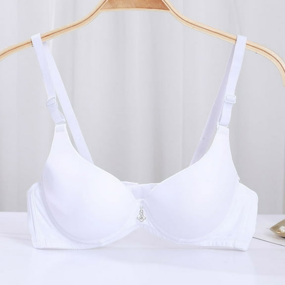 ATENAR Womens Bras,Push Up Bra,Supportive Bras for Women,Soft,Stretch Fabric,Solid,Polyester,White,M