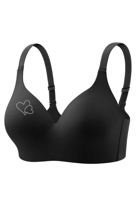 Womens Bras,Push Up Bra,Supportive Bras for Women,Stretch Fabric,Breathable,Solid,Nylon,Spandex,Black,S