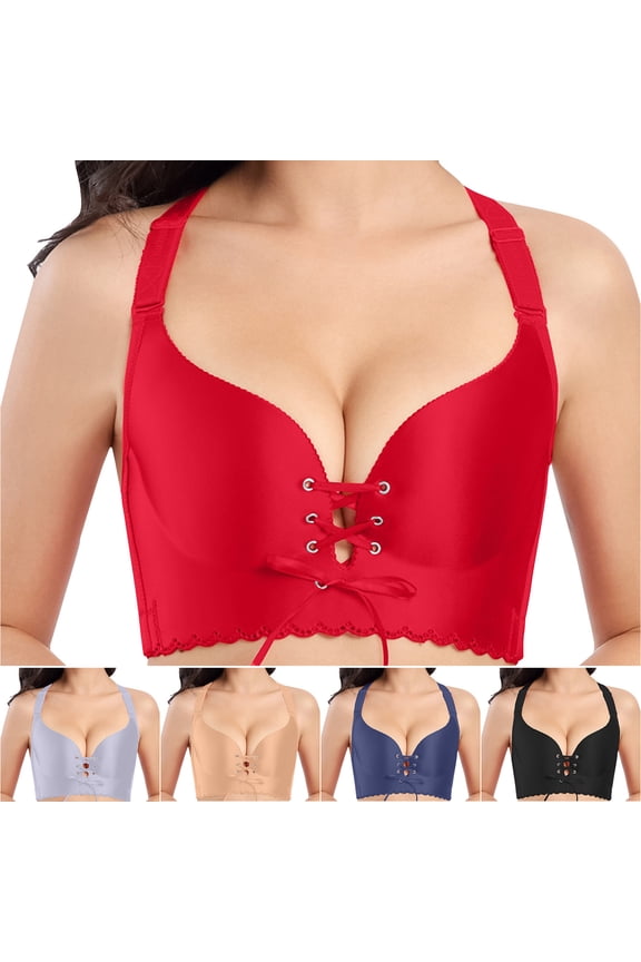 Womens Bras,Push Up Bra,Supportive Bras for Women,Stretch Fabric,Breathable,Solid,Nylon,Spandex,Red,40A