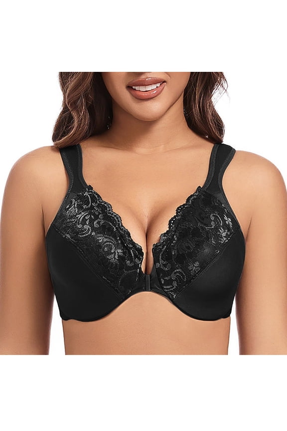 Womens Bras,Push Up Bra,Supportive Bras for Women,Breathable,Comfort Fit,Solid,Polyester,Black,3XL