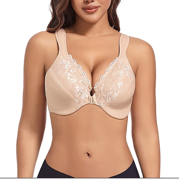 ATENAR Womens Bras,Push Up Bra,Supportive Bras for Women,Comfort Fit,Soft,Solid,Polyester,Khaki,6XL