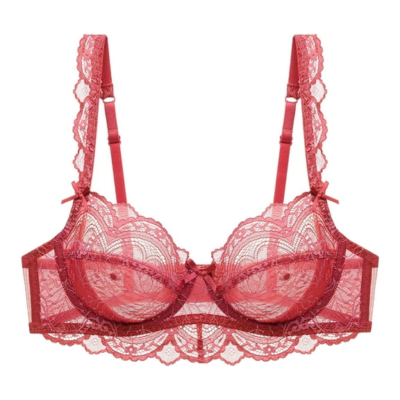 ATENAR Womens Bras,Push Up Bra,Supportive Bras for Women,Stretch Fabric,Breathable,Solid,Nylon,Spandex,Red,M