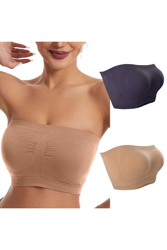 Womens Bras,Strapless Bra,Supportive Bras for Women,Stretch Fabric,Breathable,Solid,Nylon,Spandex,Gray,2XL(US:12)