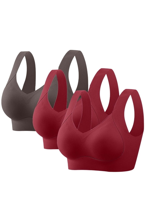 Womens Bras,Supportive Bras for Women,Wireless Bras for Women,Comfort Fit,Stretch Fabric,Solid,Nylon,Spandex,Beige,M