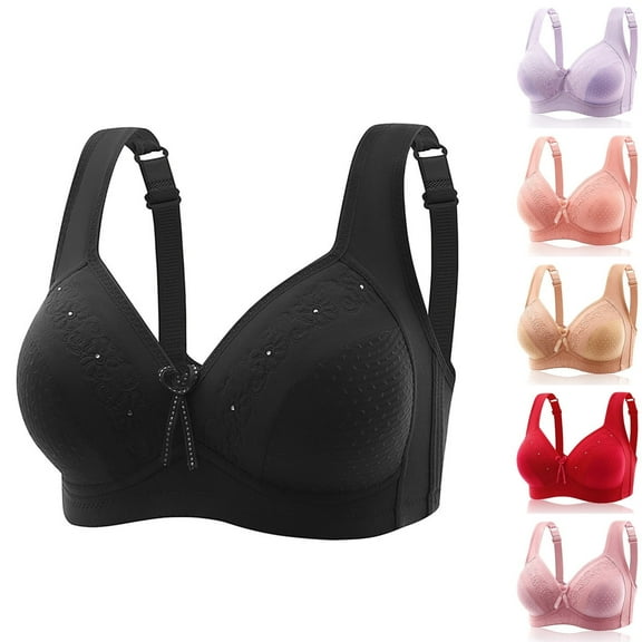 ATENAR Womens Bras,Wireless Bras for Women,Bras for Women,Breathable,Comfort Fit,Solid,Nylon,Black,42