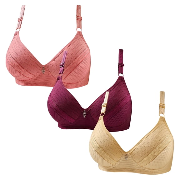 ATENAR Womens Bras,Wireless Bras for Women,Bras for Women,Breathable,Comfort Fit,Solid,Polyester,Pink,S(US:4)