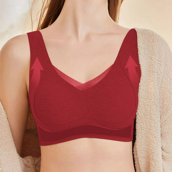 ATENAR Womens Bras,Wireless Bras for Women,Bras for Women,Soft,Stretch Fabric,Solid,Nylon,Spandex,Wine,M