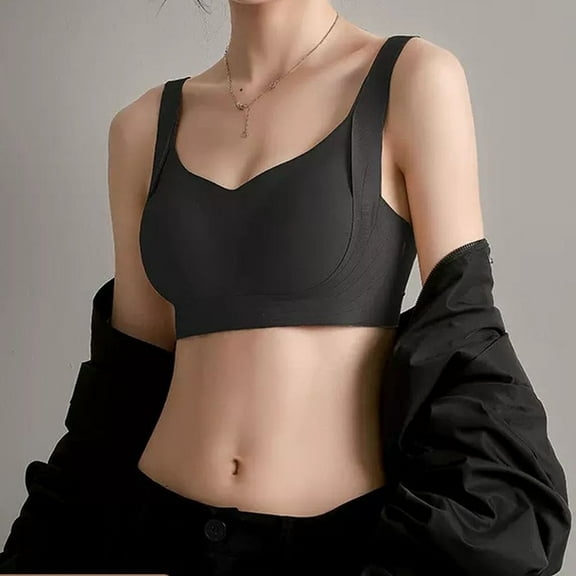 ATENAR Womens Bras,Wireless Bras for Women,Bras for Women,Stretch Fabric,Breathable,Solid,Nylon,Spandex,Black,L(US:6)