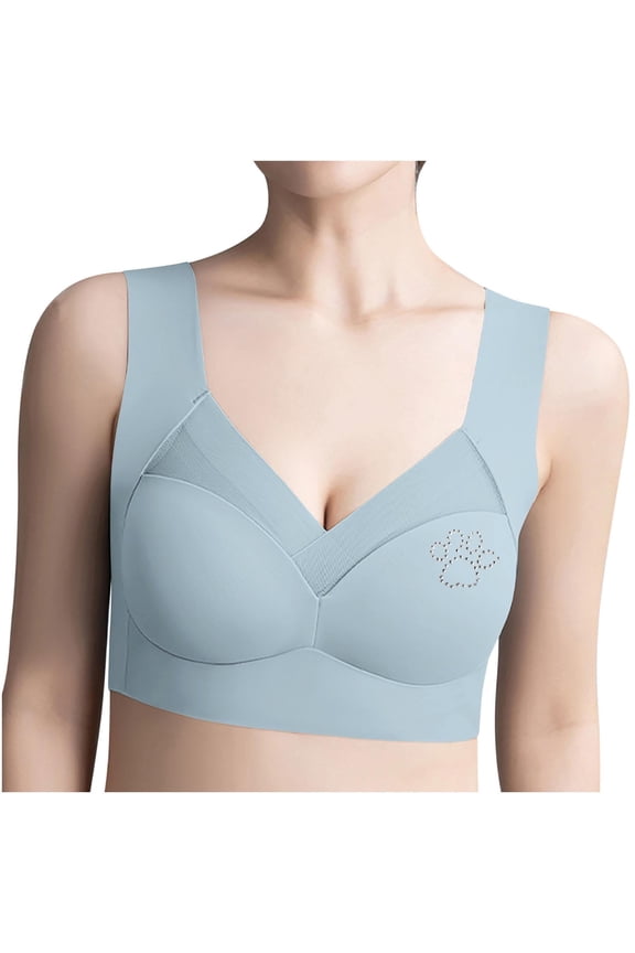 Womens Bras,Wireless Bras for Women,Bras for Women,Stretch Fabric,Breathable,Solid,Nylon,Spandex,Sky Blue,XL(US:10)