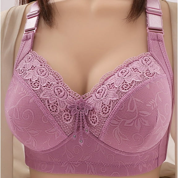 ATENAR Womens Bras,Wireless Bras for Women,Supportive Bras for Women,Breathable,Comfort Fit,Solid,Nylon,Spandex,Purple,0.438095238095238