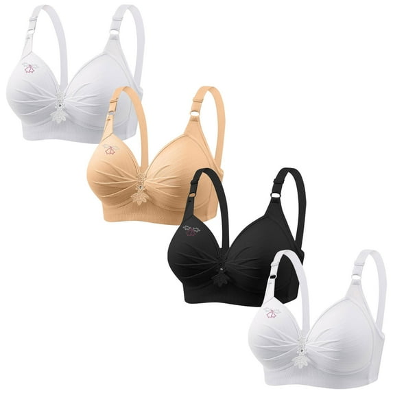 ATENAR Womens Bras,Wireless Bras for Women,Supportive Bras for Women,Breathable,Comfort Fit,Solid,Nylon,White,XL