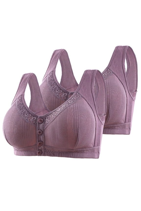 Womens Bras,Wireless Bras for Women,Supportive Bras for Women,Comfort Fit,Soft,Solid,Cotton,Purple,46