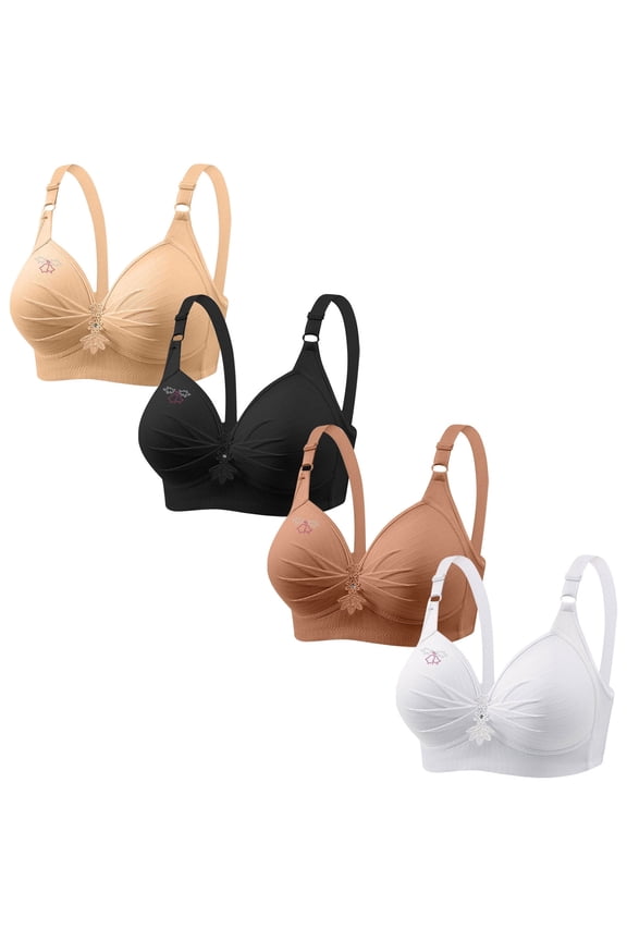 Womens Bras,Wireless Bras for Women,Supportive Bras for Women,Comfort Fit,Soft,Solid,Nylon,Beige,L