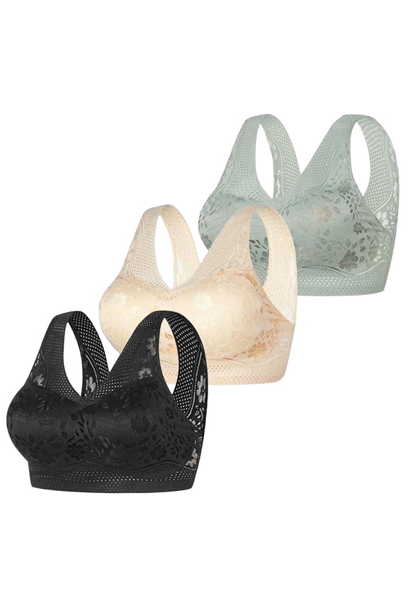 Womens Bras,Wireless Bras for Women,Supportive Bras for Women,Comfort Fit,Soft,Solid,Nylon,Black,2XL